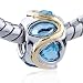 Pugster Golden Accent Heart March Birthstone Charm Bead Fits Pandora Bracelet