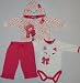Mini Bean 3 Piece Baby Girls Pants, Bodysuit, Hoodie Set (6-9 months, White/Pink)