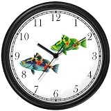 Two Colorful Coy Fish Wall Clock by WatchBuddy Timepieces (Black Frame)