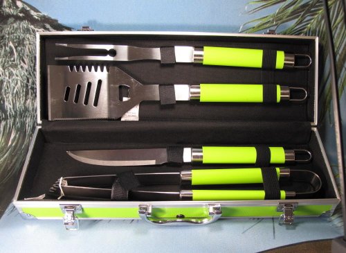 Coffret ustensiles barbecue vert