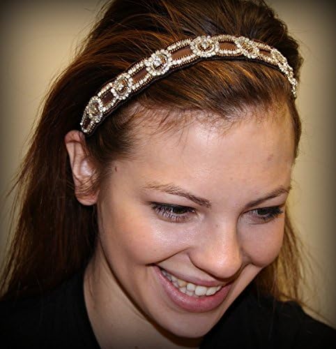 SOFIA - BR -Regalia Beaded Rhinestone Stretch No Slip Headband (Hair Jewelry)