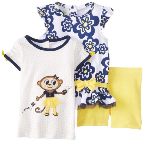 Watch Me Grow! by Sesame Street Baby Girls' 3 Piece Floral Short Set