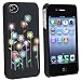 Black Sun Flower Hard Rubber Case Cover Compatible With iPhone® 4 4G iPhone® 4S - AT&T, Sprint, Version 16GB 32GB 64GB