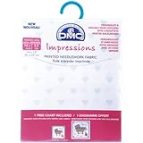 DMC DC27C-BLEU Impressions Aida Needlework Fabric, 14 by 18-Inch, White with Baby Blue Hearts, 14 Count