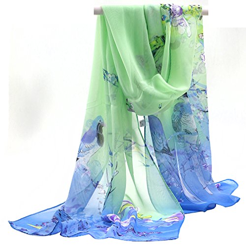 Sanwood Ladies Chiffon Scrawl Flower Printed Wrap Scarf