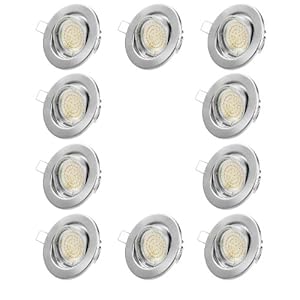Bewertung und Ratgeber von Günstige Einbaustrahler Led GU10 3W Warmweiß 230V 10er Pack Einbauspot Chrom gebürstet Rahmen rund Bewertung und Ratgeber von Günstige Einbaustrahler Led GU10 3W Warmweiß 230V 10er Pack Einbauspot Chrom gebürstet Rahmen rund