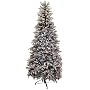 7.5' Slim Glittery Black Snowy Dunhill Pre-Lit Artificial Christmas Tree