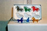 Unicorn MINI sized Art Glass mystical horse figurines assorted colors 6 pc. lot