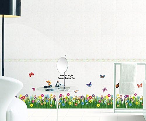 Careshine Children's Wall Decor Bright Butterfly Garden Decorative Peel  Stick Wall Art Sticker Decals (Korean Style Flower Butterfly)