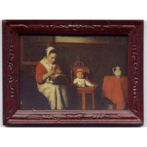 Dollhouse Miniature Framed Oil Painting Replica