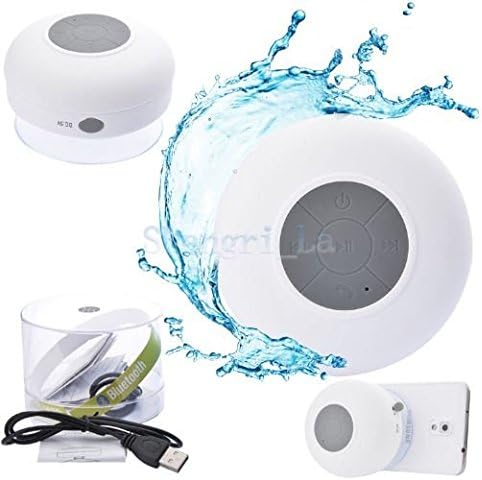 AAAGREATEST Round-Shape Waterproof Bluetooth Wireless Hand-free Shower Speaker for Showers &amp; Outdoor Uses (White)