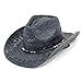 Old Stone Straw Cowboy Cowgirl Hat for Men/Women Unisex Summer Winter Wide Brim Sun Hat Dallas Western Style for Safari Fishing Beach Golf Hiking Multipurpose,Jess Black