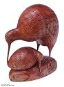 Wood statuette, 'Kiwi Birds'