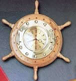 19 Brass Oak Ship's Wheel Clock
