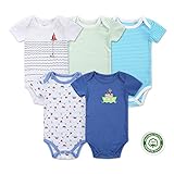 (マザーネスト) Mother Nest カバーオール 新生児から ロンパース 赤ちゃん 綿100 半袖 Baby ボディースーツ 5枚セット ベビー服 Bodysuit BBT052-6M