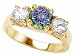 2.35 cts 925 Sterling Silver 14K Yellow Gold Plated Genuine Round Mystic Topaz Engagement Ring