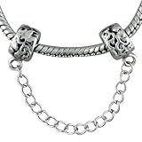 Pandora Style Bead Chain Linked Textured Metalwork Lock European Charm Bead Fits Pandora Bracelet