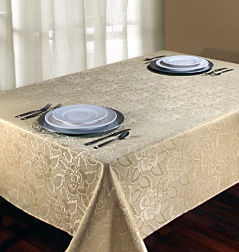 Regal Home Collections Laura Rose Damask Oblong (Rectangle) Tablecloth, 60-Inch Wide by 102-Inch Long, Gold