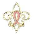 14K Yellow Gold Fleur de Lis Breast Cancer Awareness Pin