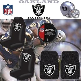NFL Oakland Raiders Car Seat Covers, Floor Mats and Steering Wheel Cover Set