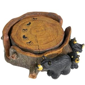 Big Sky Carver Bears with Coaster Set by