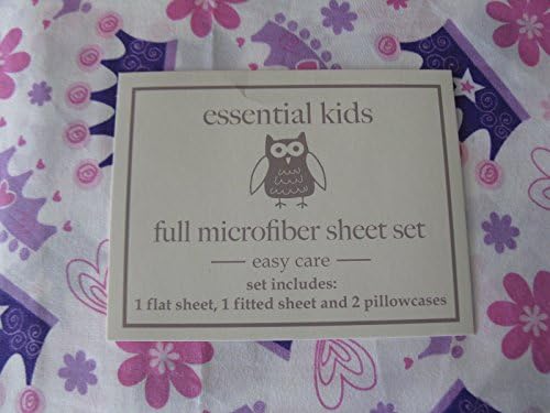 Essential Kids Princess Crowns & Hearts Full Microfiber Sheet Set