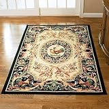Rooster Hand Hooked Wool Area Rug   Black,8 Round   Frontgate