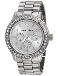 Vernier Womens VNR11088SS Chrono Look Glitz Bracelet Quartz Watch