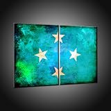 Kunstdruck Leinwand Flagge Fahne Mikronesien in 80x120