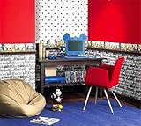 Newsprint Style Mickey Comic Strips - B&W Accent Wallpaper - Black and White