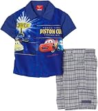 Kids With Character Boys 2-7 Two Piece Cars Plaid Short Set Blue Toddler