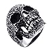 KONOV Gothic Stainless Steel Skull Biker Mens Ring, Silver Black