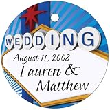 51ckq0xaluL. SL160  Baby Keepsake: Las Vegas Wedding Sign Circle Shaped Personalized Thank You Tags   Set of 20