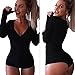 Women's Long Sleeve Bodysuit Polyester Cotton V-Neck top Leotard top Jumpsuit