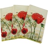 6 Packs of Novelty Floral Design Print Guest Towels or Buffet Napkins, Pack of 15