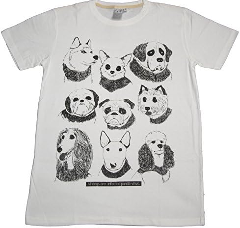 Kai3 Men's Graphic T-Shirt Panda Dogs Large White