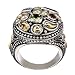 18K Gold/Sterling Silver Multicolor Genuine Gemstone Ring - 7