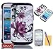 Galaxy S3 Case, XIANA 2-Piece Defender Hybrid High Impact Purple Flower Slim Fit Back Case Cover with Stylus,Screen Protector and Cleaning Cloth Suitable For Samsung Galaxy S3 i9300(Purple)