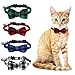 SLSON 4 Pack Cat Collars Breakaway with Bell Plaid Cat Collars with Cute Bow Tie for Pet Kitten Cats Adjustable from 8-11In, Black, Blue, Red and Green