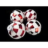 Pack of 4 Peppermint Twist Shatterproof White   Red Check Christmas Ornaments