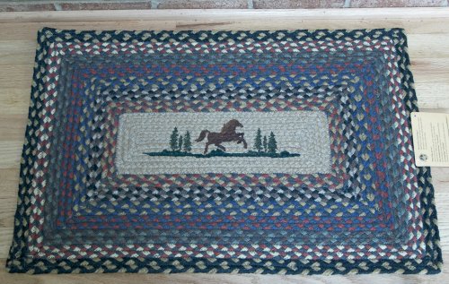 Horse Print Patch Braided All Natural Jute Fiber Area Rug, 20" x 30"