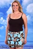Beach Belle Caribbean Floral Cargo Cover Up Shorts - Women's Swimsuit Plus Size Swimsuit