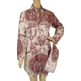 Buy Brown Red Toile French Elegant Design Sleepshirt Long Sleeve Casual nightshirt or leisure... by var goTwisterProductImageStrings = new Object();goTwisterProductImageStrings['prodImageNotAvailTextNoColor'] = 