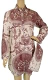Brown/Red Toile French Elegant Design Sleepshirt Long Sleeve Casual nightshirt or leisure shirt with travel pouch ~ 3 sizes ~ CLEARANCE