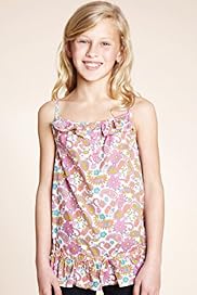 Pure Cotton Paisley Print Frill Vest Top