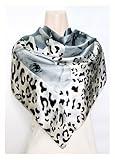 Satin Blue/Gray Animal Print - Silk Square Scarf 35