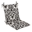 Outdoor Patio Furniture High Back Chair Cushion - Dramatic Black & Cream Damask
