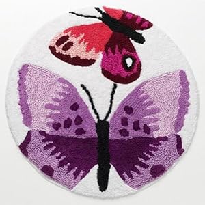 Croft Barrow Purple Butterfly Bath Throw Rug Accent 22 Round Plush Area Rugs Nghdioemt