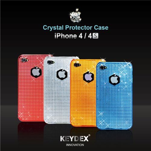 KEYDEX iPhone 4, iPhone 4S Crystal Diamond Style Back Case Cover Skin- Metallic Red