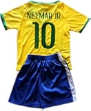 FWC 2014 Neymar Jr 10 Brazil Brasil Home Futbol Football Soccer Kids Jersey & Short